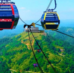 The first ever cable car service being established in Ambuluwawa linking the mountain with the Gompola town